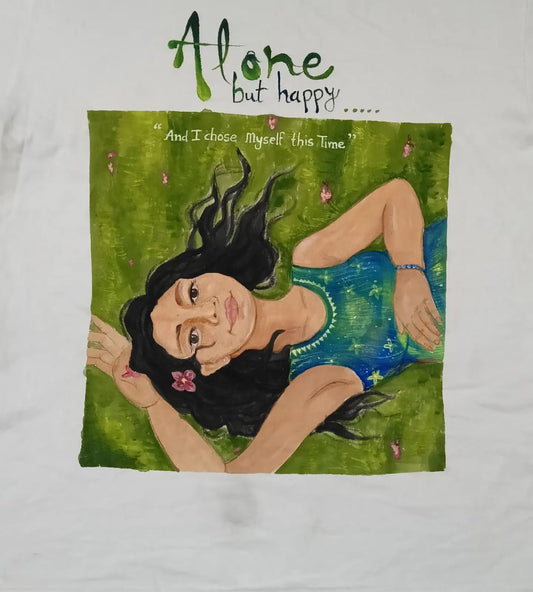 Customized Caricature Acrylic Painted T-Shirt – Unique Handcrafted Wearable Art