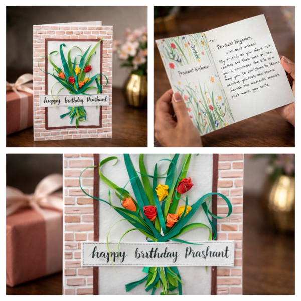 Personalized Handmade Birthday Greeting Card – Custom Calligraphy Name Card with 3D Paper Flower Design 2 Personalized Handmade Birthday Greeting Card – Custom Calligraphy Name Card with 3D Paper Flower Design 2