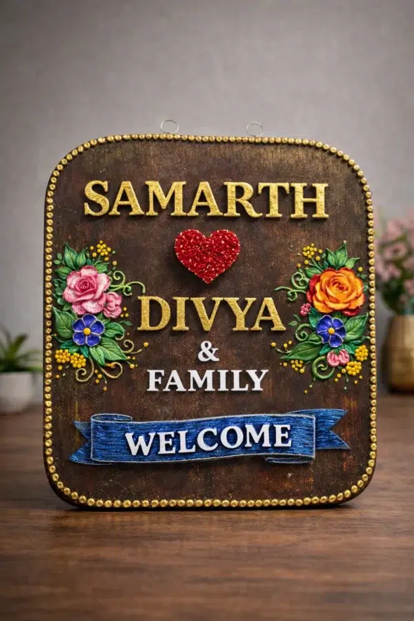 Personalized Handmade House Nameplate – Custom Outdoor Door Name Board Personalized Handmade House Nameplate – Custom Outdoor Door Name Board